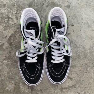 Vans High Tops Neon Green Flames